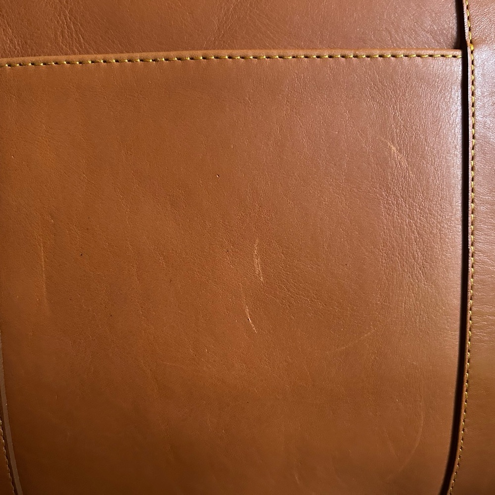 Frank Clegg Medium Laurelie Leather Zip Top Tote Tan EUC - Picture 8 of 16